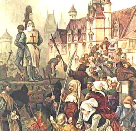 Jacques de Molay burned at the stake